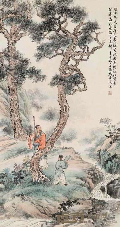 樊浩霖 1931年作 抚松图 立轴 132×69cm